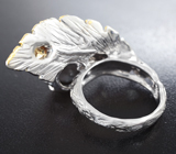 Серебряное кольцо с цветной жемчужиной 5,24 карата, цитрином и сапфирами Серебро 925