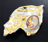 Серебряный кулон с кристаллическим эфиопским опалом 3,01 карата и сапфирами Серебро 925
