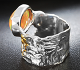 Серебряное кольцо с кристаллическим эфиопским опалом 4,7 карата и желтыми сапфирами