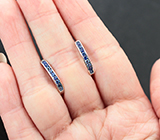 Стильные серебряные серьги с синими сапфирами Серебро 925