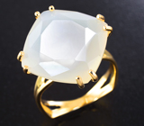 Золотое кольцо с ограненным лунным камнем 10,19 карата! Красивый «перламутровый» отлив Золото