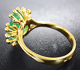 Золотое кольцо с уральским полихромным изумрудом 3,13 карата и бриллиантами Золото