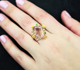 Серебряное кольцо с аметрином 7,94 карат и диопсидами Серебро 925
