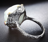 Серебряное кольцо с жемчужиной барокко 26,59 карата и родолитами Серебро 925
