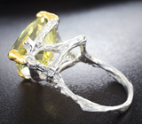 Серебряное кольцо с лимонным цитрином 13,38 карата и диопсидами Серебро 925