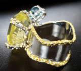 Серебряное кольцо с цитрином, голубым топазом и перидотом Серебро 925