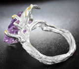 Серебряное кольцо с резным аметистом 14+ карат Серебро 925