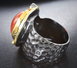 Серебряное кольцо с карнелианом 11+ карат, родолитом и мозамбикским гранатом Серебро 925