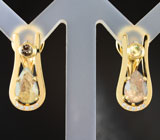 Золотые серьги с уральскими александритами 3,26 карата и бриллиантами Золото