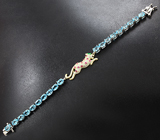 Оригинальный серебряный браслет с голубыми топазами Серебро 925