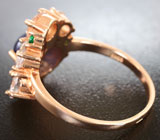 Замечательное серебряное кольцо с кабошоном танзанита и морганитами Серебро 925