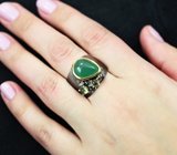 Серебряное кольцо с хризопразом и перидотами