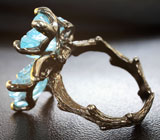 Серебряное кольцо с резными голубыми топазами 12+ карат Серебро 925