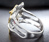 Серебряное кольцо с родолитами и розовыми сапфирами Серебро 925