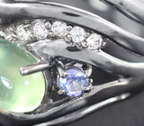 Серебряное кольцо с пренитом, танзанитом и бесцветными топазами Серебро 925
