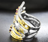 Серебряное кольцо с разноцветными шпинелями и мозамбикским гранатом Серебро 925