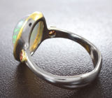 Серебряное кольцо с кристаллическим эфиопским опалом 3,88 карата и оранжевыми сапфирами Серебро 925