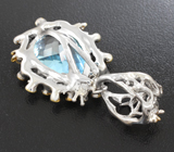 Серебряный кулон с голубым топазом 16,41 карата и цаворитами Серебро 925