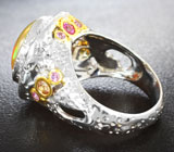 Серебряное кольцо с кристаллическим эфиопским опалом 5,55 карата и разноцветными сапфирами Серебро 925