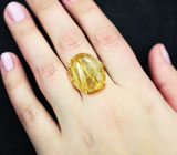 Золотое кольцо с потрясающей красоты кварцем с «золотым» рутилом «Волосы Венеры» 25,34 карата Золото