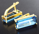 Золотые серьги с насыщенно-голубыми топазами стального оттенка 12,02 карата Золото