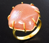Золотое кольцо с крупным солнечным камнем 26,55 карата Золото