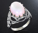 Ажурное серебряное кольцо с перуанским розовым опалом Серебро 925