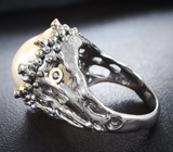 Серебряное кольцо c жемчужиной барокко 33,83 карата и синими сапфирами Серебро 925