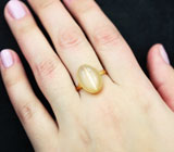 Золотое кольцо с лунным камнем с эффектом кошачьего глаза 8,66 карата Золото