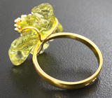 Золотое кольцо с резным цитрином 12,92 карата и бриллиантами Золото