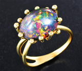 Золотое кольцо с кристаллическим черным опалом 4,23 карата Золото