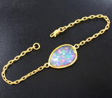 Золотой браслет с кристаллическим эфиопским опалом авторской огранки топовых характеристик 4,01 карата Золото