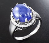 Стильное серебряное кольцо с кабошоном танзанита Серебро 925