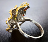 Серебряное кольцо с мозамбикскими гранатами и диопсидами Серебро 925