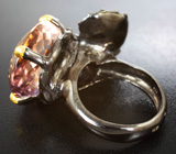 Серебряное кольцо с аметрином 29+ карат, сапфиром и родолитами