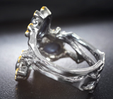 Серебряное кольцо cо звездчатыми 9,6 карата и синими сапфирами Серебро 925