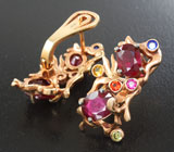 Великолепные серебряные серьги с рубинами Серебро 925