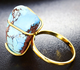 Золотое кольцо с казахстанской бирюзой 34,06 карата