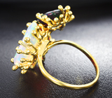 Золотое кольцо с ограненными эфиопскими опалами 8,67 карата и бриллиантами Золото