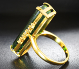 Золотое кольцо с крупным неоново-зеленым турмалином 17,78 карата и лейкосапфирами Золото