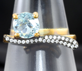 Изящное серебряное кольцо с голубым топазом Серебро 925