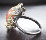 Серебряное кольцо с солнечным камнем 17+ карат Серебро 925