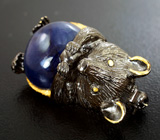 Серебряная брошь с кабошоном синего сапфира Серебро 925
