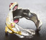 Серебряное кольцо с турмалинами и родолитами Серебро 925