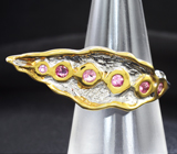 Серебряное кольцо с розовыми турмалинами Серебро 925