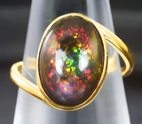 Золотое кольцо с кристаллическим черным опалом 2,13 карата Золото
