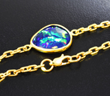Золотой браслет с кристаллическим черным опалом авторской огранки топовых характеристик 1,94 карата Золото