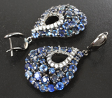 Роскошные серебряные серьги с синими сапфирами Серебро 925