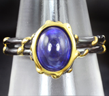 Стильное серебряное кольцо c синим сапфиром Серебро 925