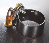 Серебряное кольцо с золотистым цитрином лазерной огранки 11+ карата Серебро 925
